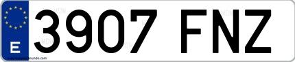Ejemplo de matrícula española 3907 FNZ
