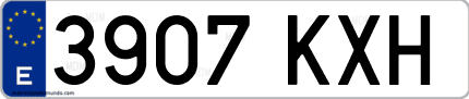 Ejemplo de matrícula de coche ordinaria 3907 KXH