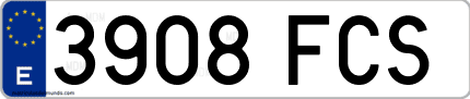 Ejemplo de matrícula de coche ordinaria 3908 FCS