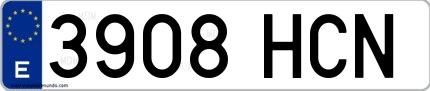Ejemplo de matrícula española 3908 HCN