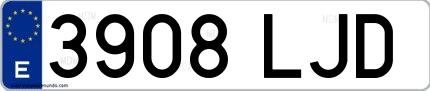 Ejemplo de matrícula española 3908 LJD