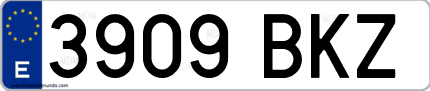 Ejemplo de matrícula de coche ordinaria 3909 BKZ