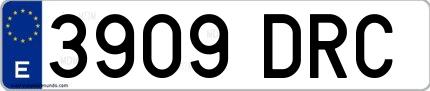 Ejemplo de matrícula española 3909 DRC