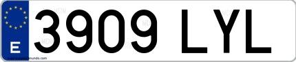Ejemplo de matrícula española 3909 LYL