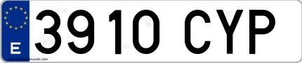 Ejemplo de matrícula española 3910 CYP