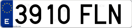 Ejemplo de matrícula de coche ordinaria 3910 FLN
