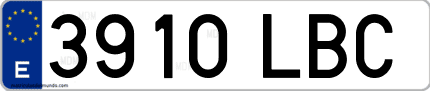 Ejemplo de matrícula de coche ordinaria 3910 LBC