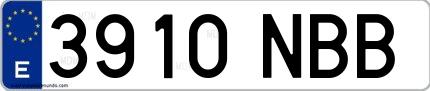 Ejemplo de matrícula española 3910 NBB