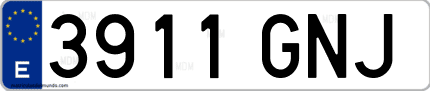 Ejemplo de matrícula de coche ordinaria 3911 GNJ