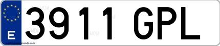Ejemplo de matrícula española 3911 GPL