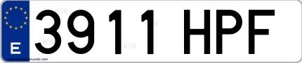 Ejemplo de matrícula española 3911 HPF