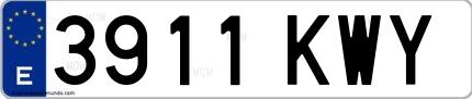 Ejemplo de matrícula española 3911 KWY