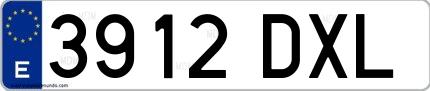 Ejemplo de matrícula española 3912 DXL