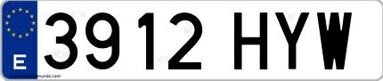 Ejemplo de matrícula española 3912 HYW