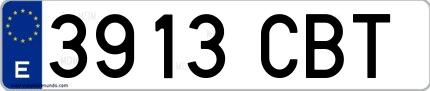 Ejemplo de matrícula española 3913 CBT