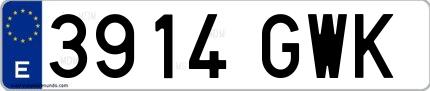 Ejemplo de matrícula española 3914 GWK