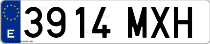 Ejemplo de matrícula de coche ordinaria 3914 MXH