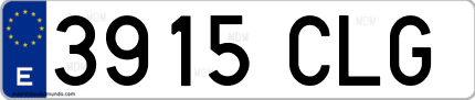 Ejemplo de matrícula de coche ordinaria 3915 CLG