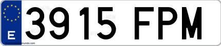 Ejemplo de matrícula de coche ordinaria 3915 FPM