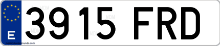 Ejemplo de matrícula de coche ordinaria 3915 FRD