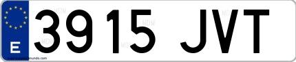 Ejemplo de matrícula española 3915 JVT