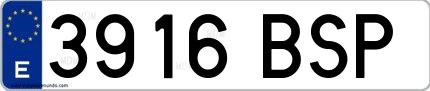 Ejemplo de matrícula española 3916 BSP