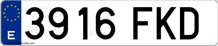 Ejemplo de matrícula española 3916 FKD