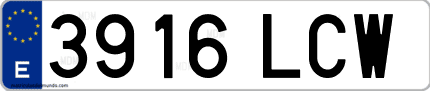 Ejemplo de matrícula de coche ordinaria 3916 LCW