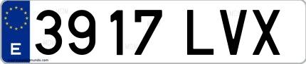 Ejemplo de matrícula española 3917 LVX