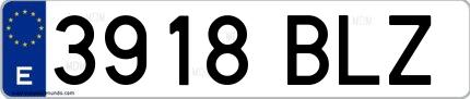 Ejemplo de matrícula española 3918 BLZ