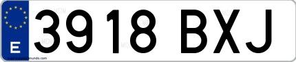 Ejemplo de matrícula española 3918 BXJ