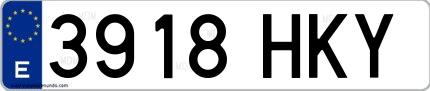 Ejemplo de matrícula española 3918 HKY
