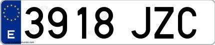 Ejemplo de matrícula española 3918 JZC
