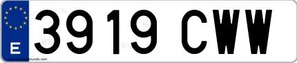 Ejemplo de matrícula española 3919 CWW