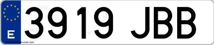 Ejemplo de matrícula española 3919 JBB