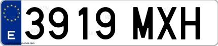 Ejemplo de matrícula española 3919 MXH