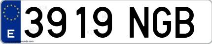 Ejemplo de matrícula española 3919 NGB