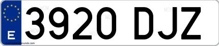 Ejemplo de matrícula española 3920 DJZ