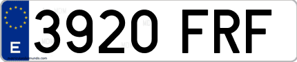 Ejemplo de matrícula de coche ordinaria 3920 FRF