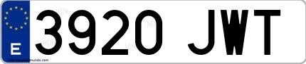Ejemplo de matrícula española 3920 JWT