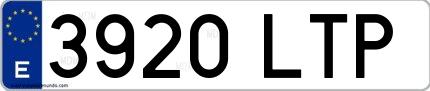 Ejemplo de matrícula española 3920 LTP