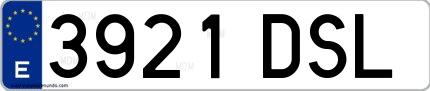 Ejemplo de matrícula española 3921 DSL