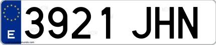 Ejemplo de matrícula española 3921 JHN
