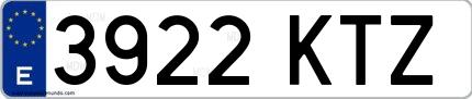 Ejemplo de matrícula española 3922 KTZ