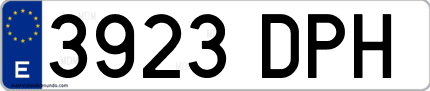 Ejemplo de matrícula de coche ordinaria 3923 DPH