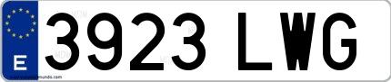 Ejemplo de matrícula española 3923 LWG