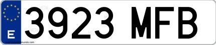 Ejemplo de matrícula española 3923 MFB