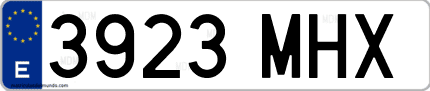 Ejemplo de matrícula de coche ordinaria 3923 MHX