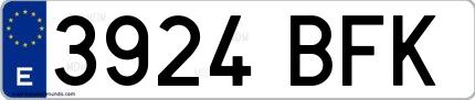Ejemplo de matrícula española 3924 BFK