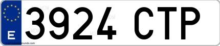 Ejemplo de matrícula española 3924 CTP